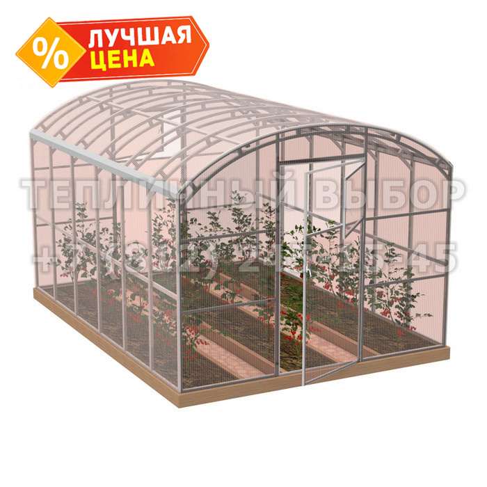 Теплица из поликарбоната-фито Усиленная Прямостенная 3х4 h=2.1 м профиль 20х40 мм